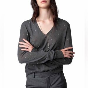 Zadig & Voltaire Gray V-Neck Sweater